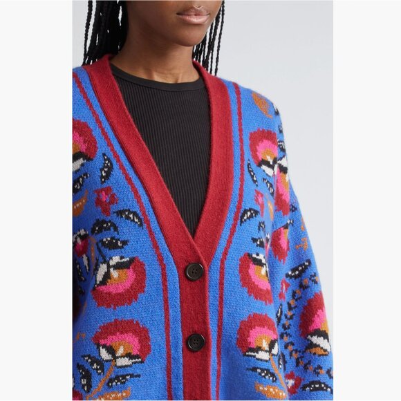 FARM RIO Palms Paradise Cardigan, Blue/Red, Size L, NWT 🇧🇷 - Picture 4 of 13